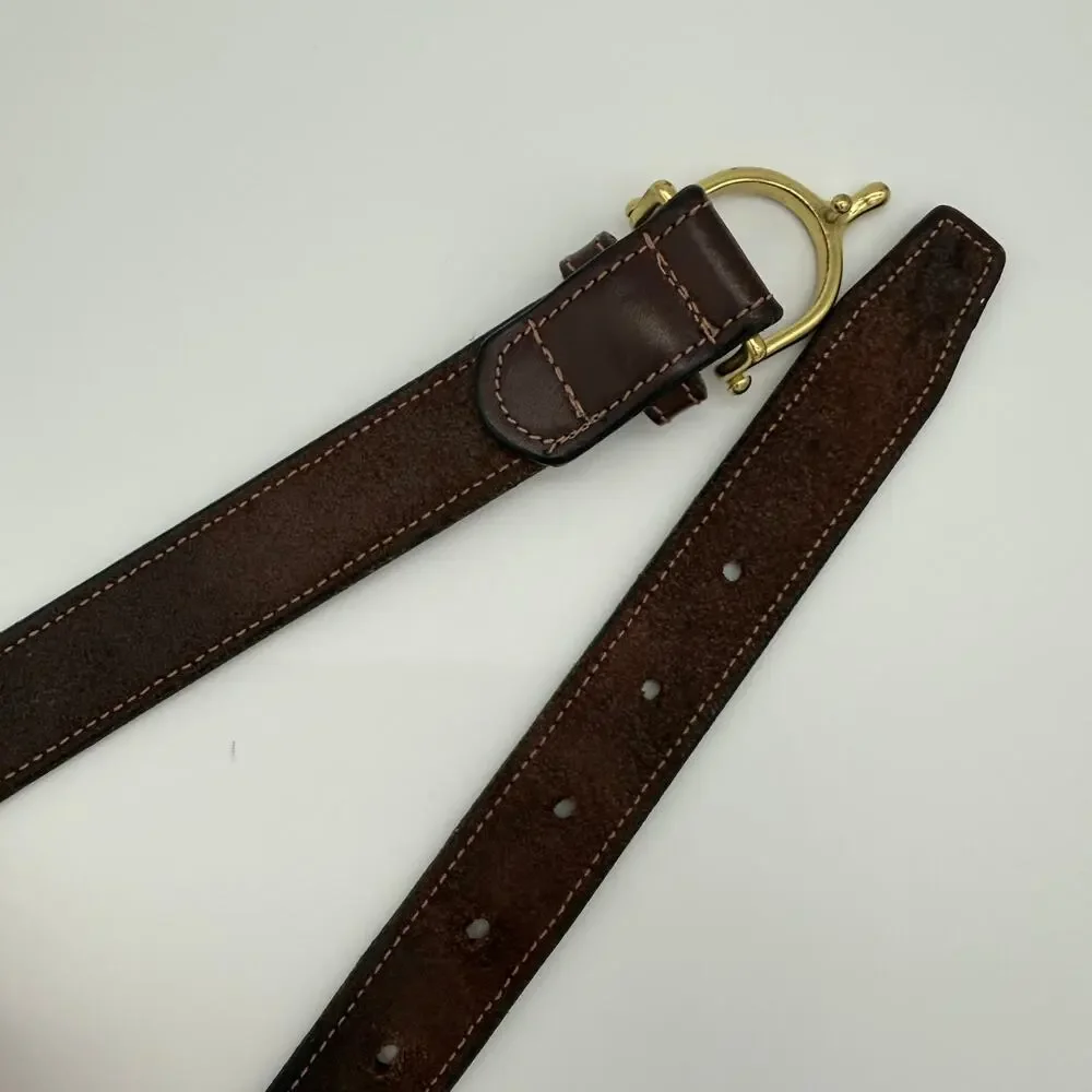 Vintage Orvis Brown Leather Brass Buckle Belt Size 34 English Bridle Made in USA